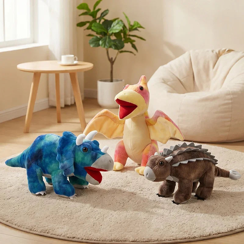 25cm Simulation Dinosaur Plush Toy Lifelike Triceratops Ankylosaur Stegosaur T-rex Pterosaur Dragon Doll Cartoon Soft Kids Gift