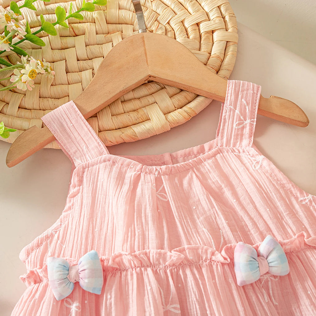 Casual Baby Clothes Korean Style Sweet Pink Baby Girl Suspender Dress Summer Birthday Party Gift Toddler Princess Dress