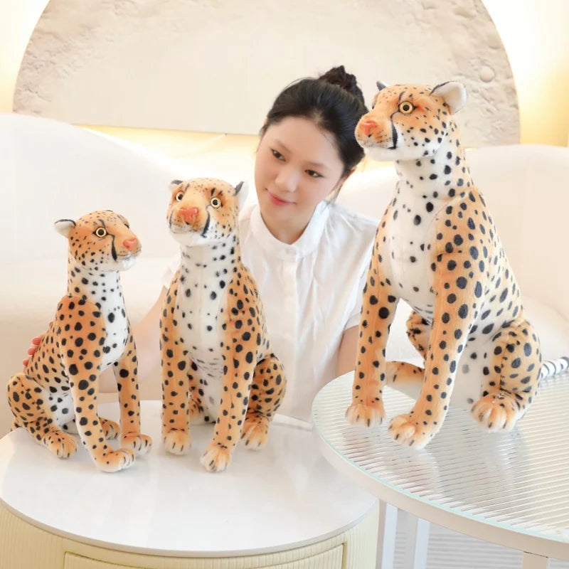 Hot Lifelike Plush Leopard Cheetah Toy Full Stuffed Forest Animal Peluche Doll Room Decor Christmas Holiday Gifts For Boys