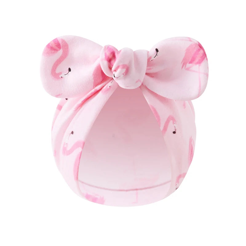 3Pcs Print Bow Baby Turban Cap 0-10Month Newborn Elastic Headscarf Beanie Soft Cotton Infant Indian Hat Kids Hair Accessories