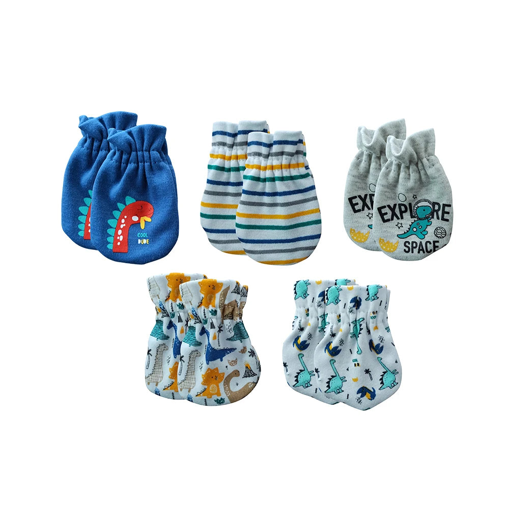 Kiddiezoom Newborn Gloves 0-6M 4/5 Pairs 100 Percent Cotton Breathable Baby Mittens For Newborns