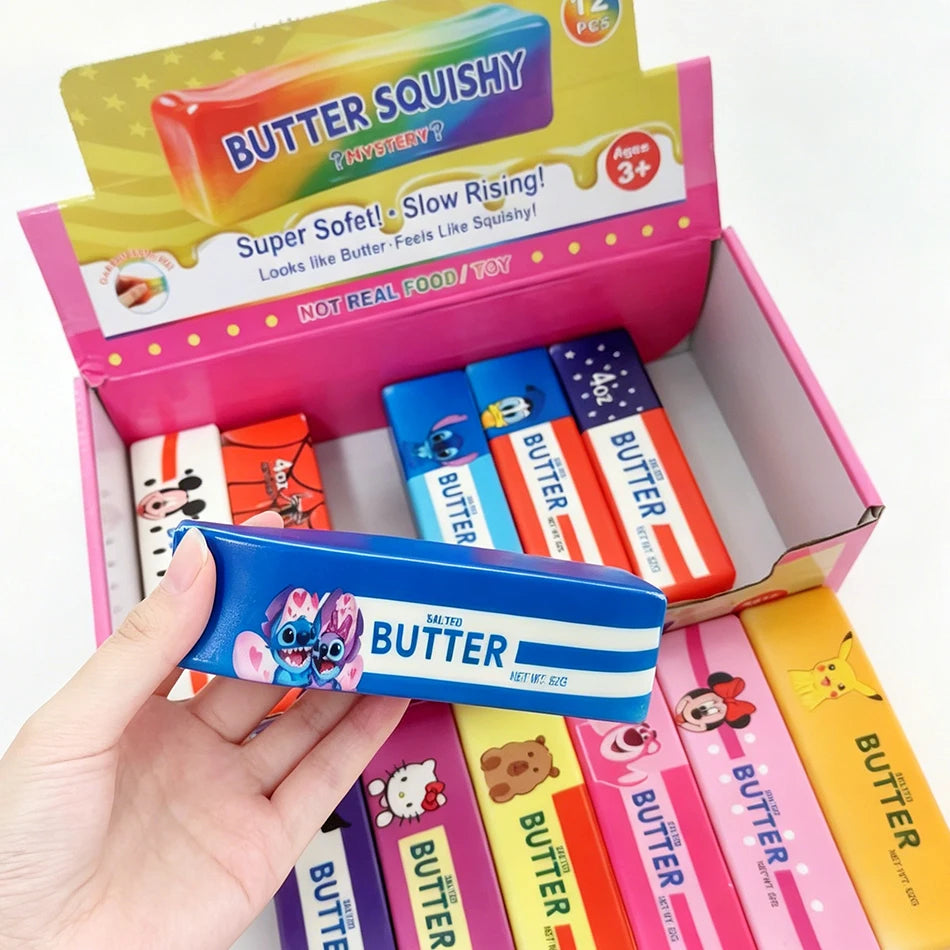 Blind Box 12PCS Butter Stick Squishy Toy Slow Rising Toy Butter Bar Brick Squishy Fidget Toy Anti Stress Release Hand Relax Gift