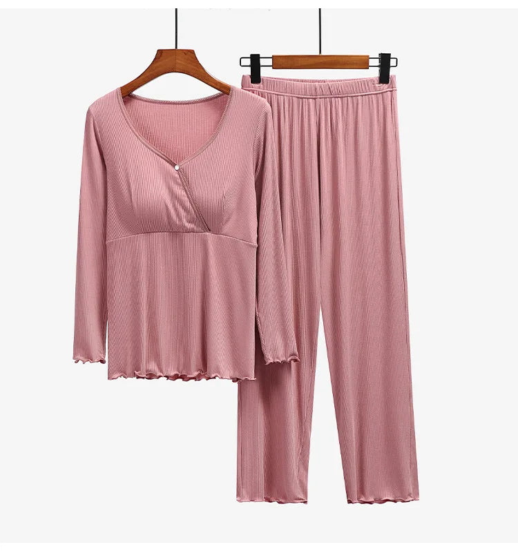 Maternity Nursing Sleepwear Breastfeeding Nightwear for Pregnant Women Pregnancy Breast Feeding Pajamas Suits Maternity  Clothes