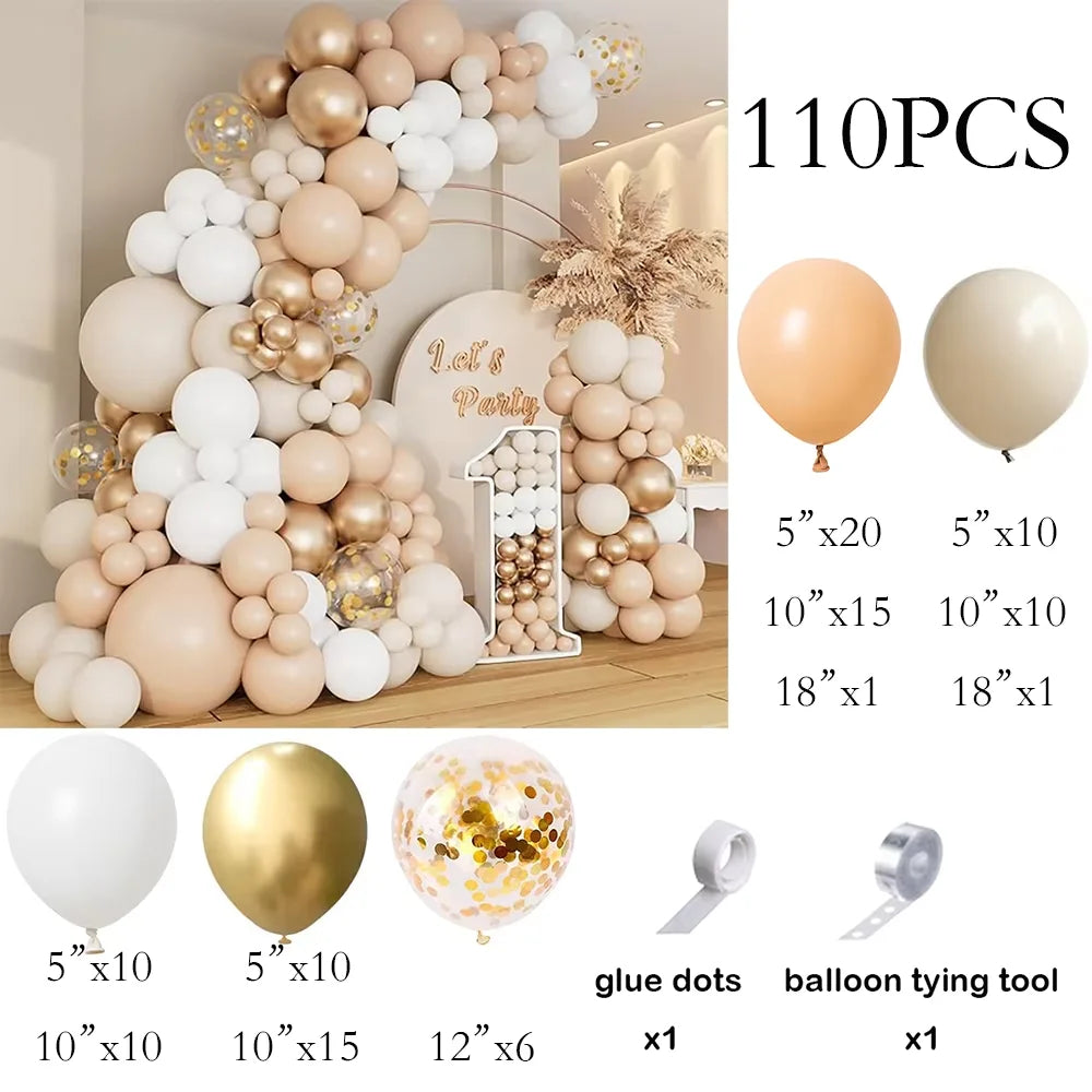 Balloon Arch Kit Nude White Sand With Gold Balloons For Birthday Party Baby Shower Wedding Graduation Decoration