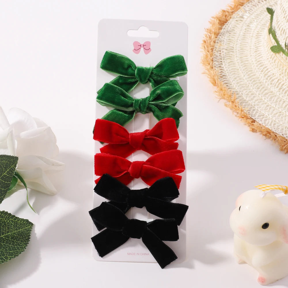 6Pcs Solid Ribbon Bows Hair Clips Cute Handmade Bow Hairpin Barrettes Headwear for Baby Girls Kids Hair Accessories Gifts