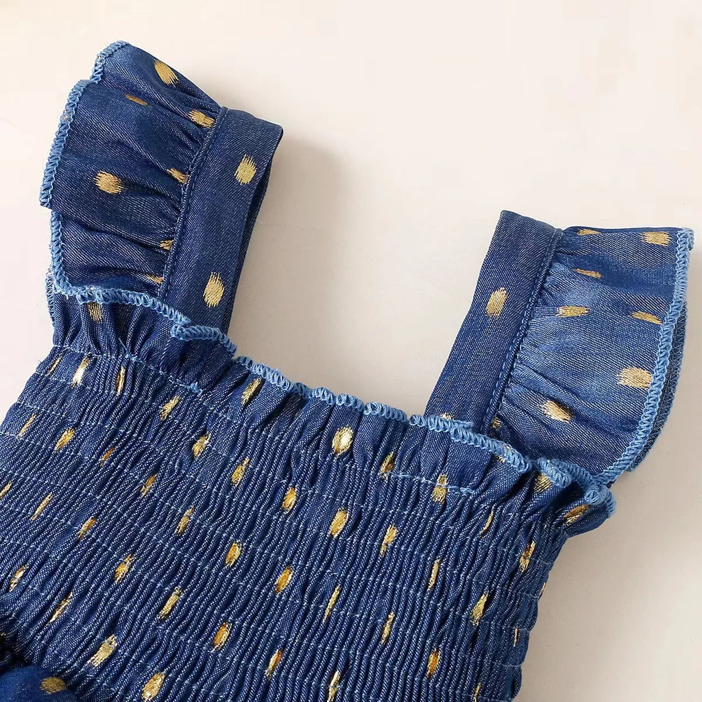 Baby Girl Summer Princess Skirtruffled Edges Shoulder Straps Dress+Headband 2Pcs for 0-3 Year old Toddlers' Birthday Party Dress
