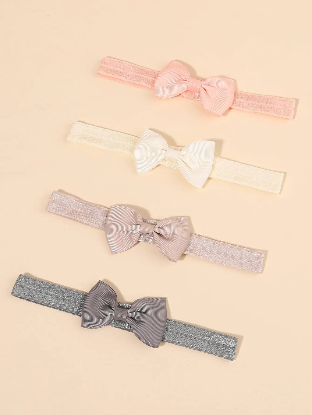 6-10Pcs Solid Color Grograin Ribbon Bowknot Headband for Baby Girls Headwear Elastic Hair Bands Infant Hair Accessories