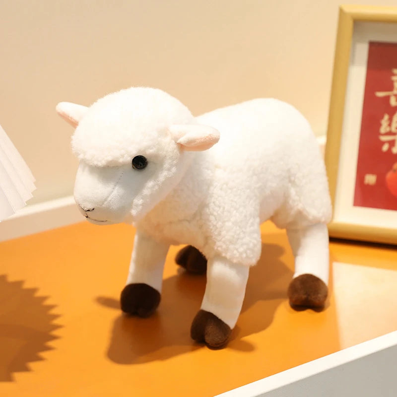 Realistic Sheep Plush Toy Standing Sheep Doll With Keychain Pendant Model 0000 For Bags Decor