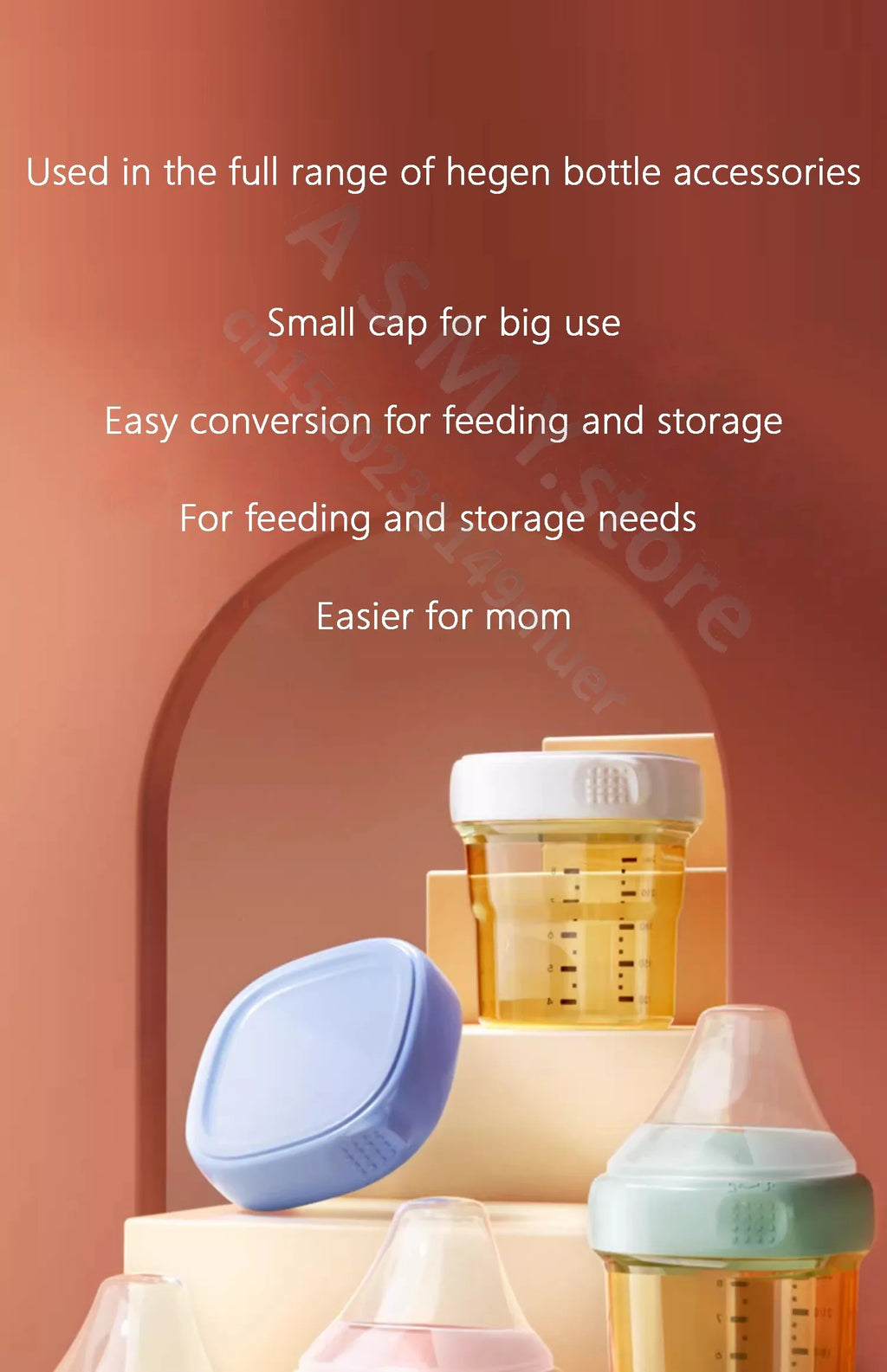 Suitable for hegen bottle accessories, storage box cover/cup cover/handle/dust cover+bottle collar/straw/square bottle universal