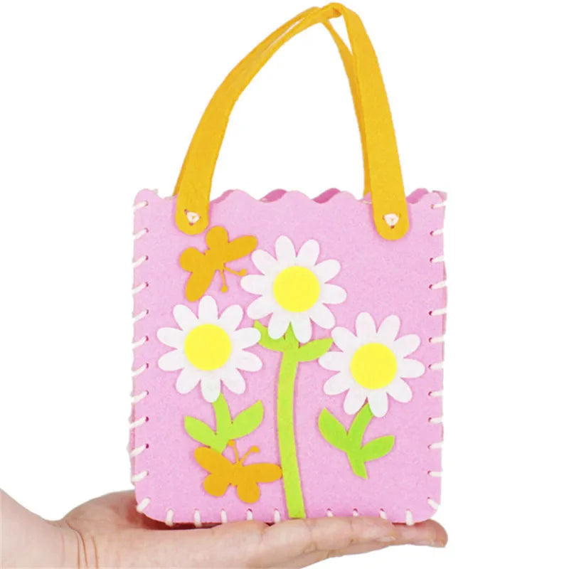 6 pcs Children Cartoon Non-woven Handicraft Toys Kids Handmade Bag DIY Animal Flower Handbags Crafts Art Sewing Toy Craft