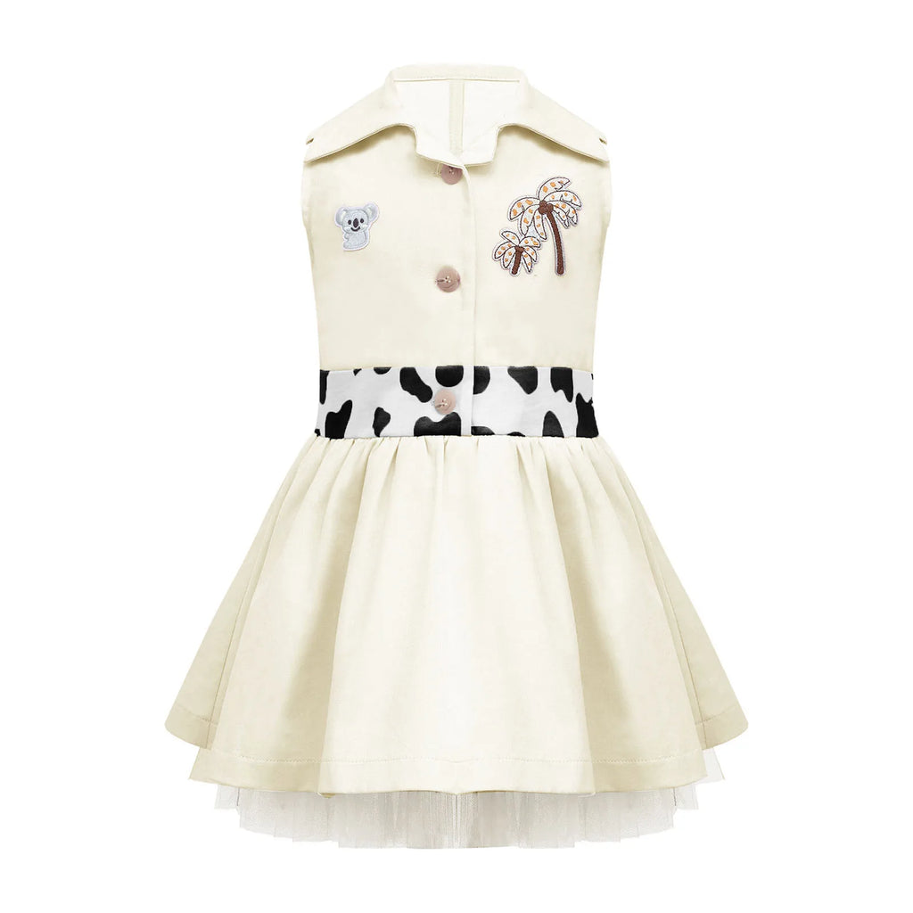 Toddler Baby Girls Zookeeper Suit Sleeveless Cute Animal Embroidery Tulle Dress Birthday Party Cake Smash Zoo Keeper Outfits