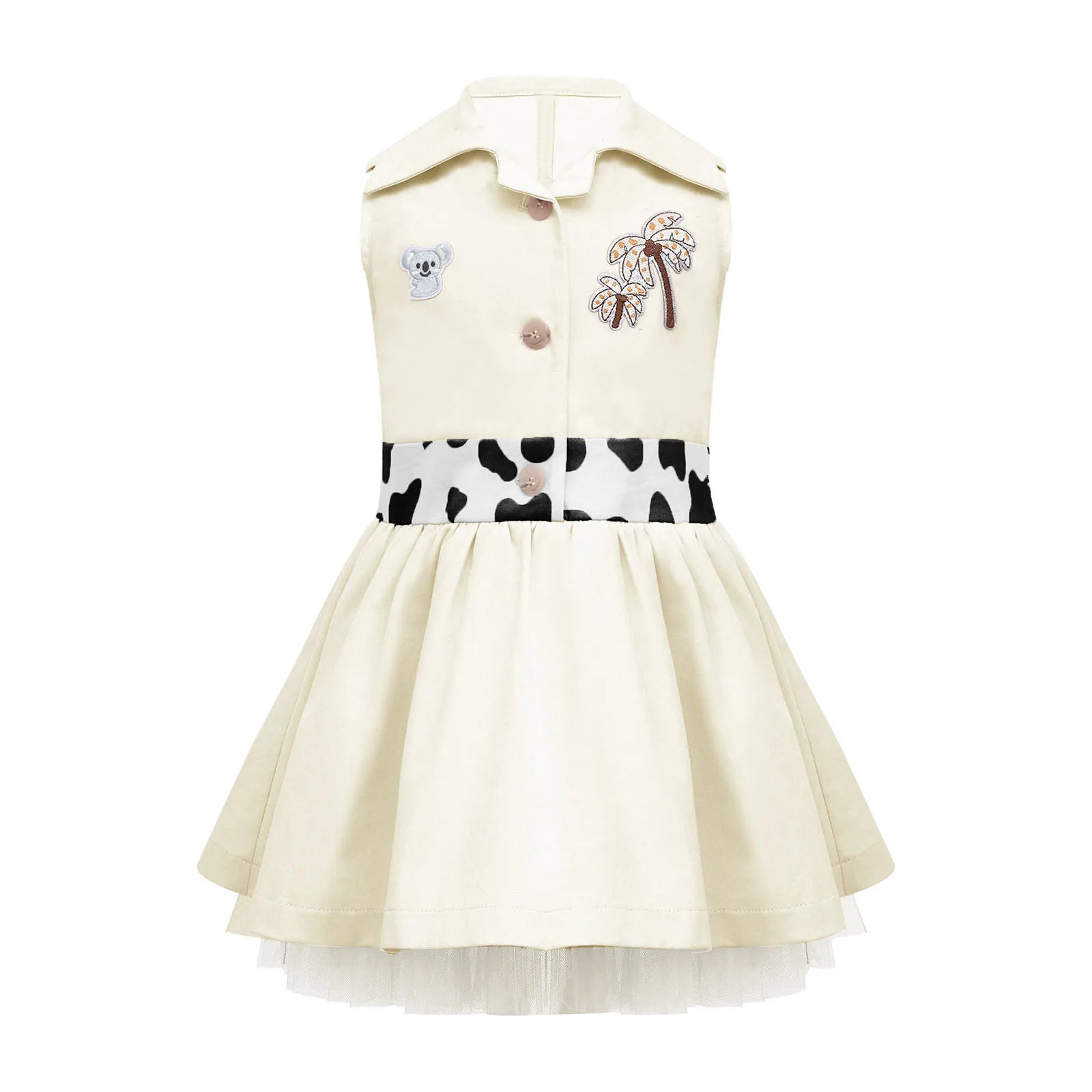 Toddler Baby Girls Zookeeper Suit Sleeveless Cute Animal Embroidery Tulle Dress Birthday Party Cake Smash Zoo Keeper Outfits