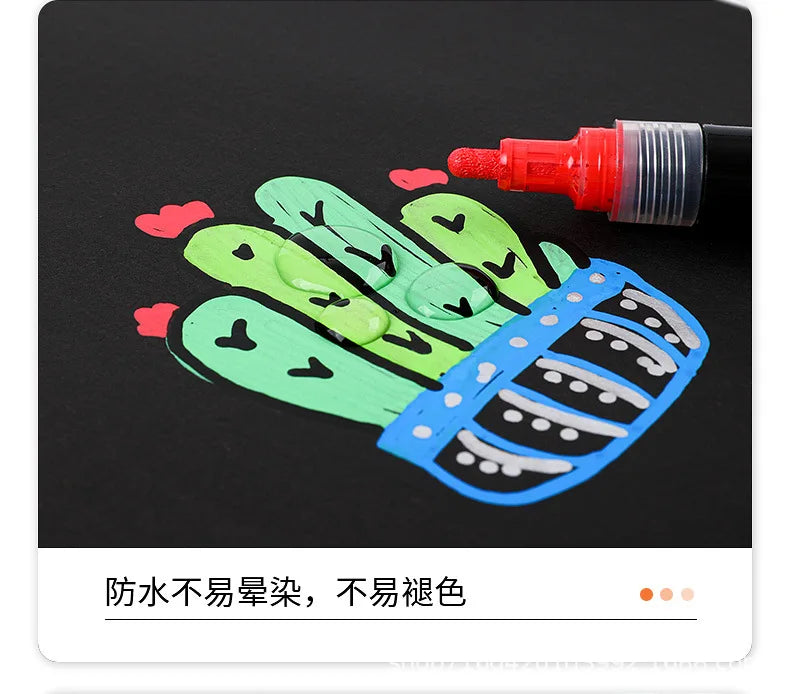 12/60 Colors Acrylic Marker Rock Painting Kit for Kids Children Stone Paint Pens Set Ceramic Glass Wood DIY Crafts Art Supplies