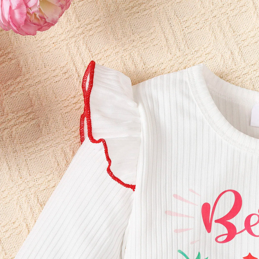 Baby Girl Set Strawberry Printed Long Sleeve+Bellbottom Pants Fashion Set for 0-3 Year Female Baby Spring Autumn Leisure Set