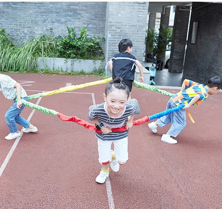 Elastic Rainbow Rope Stretchy Band Running Pull Circle Outdoor Team Sports Kindergarten Physical Training Equipment Outdoor Toy