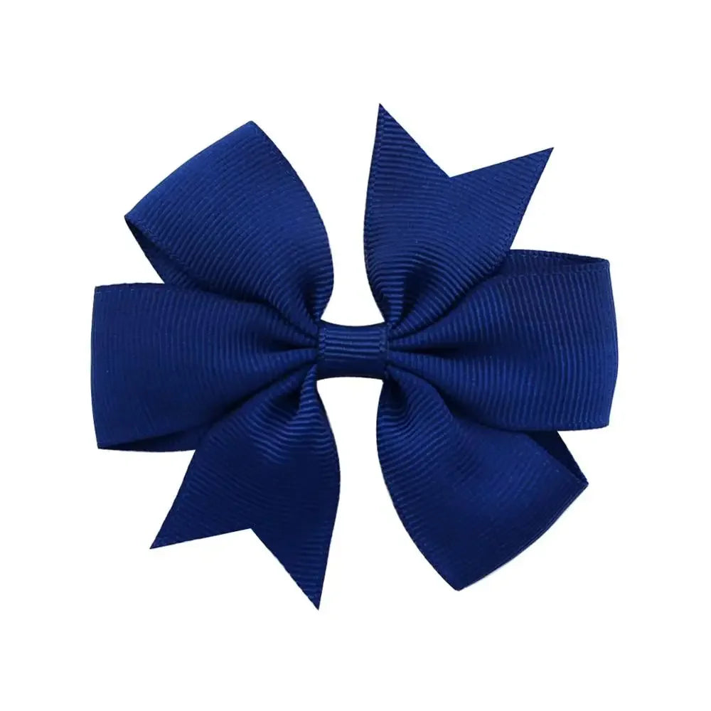 Madeway 24Pcs Solid Colors Hair Bows With Clips For Kids Grosgrain Ribbon Hairpins Headwear