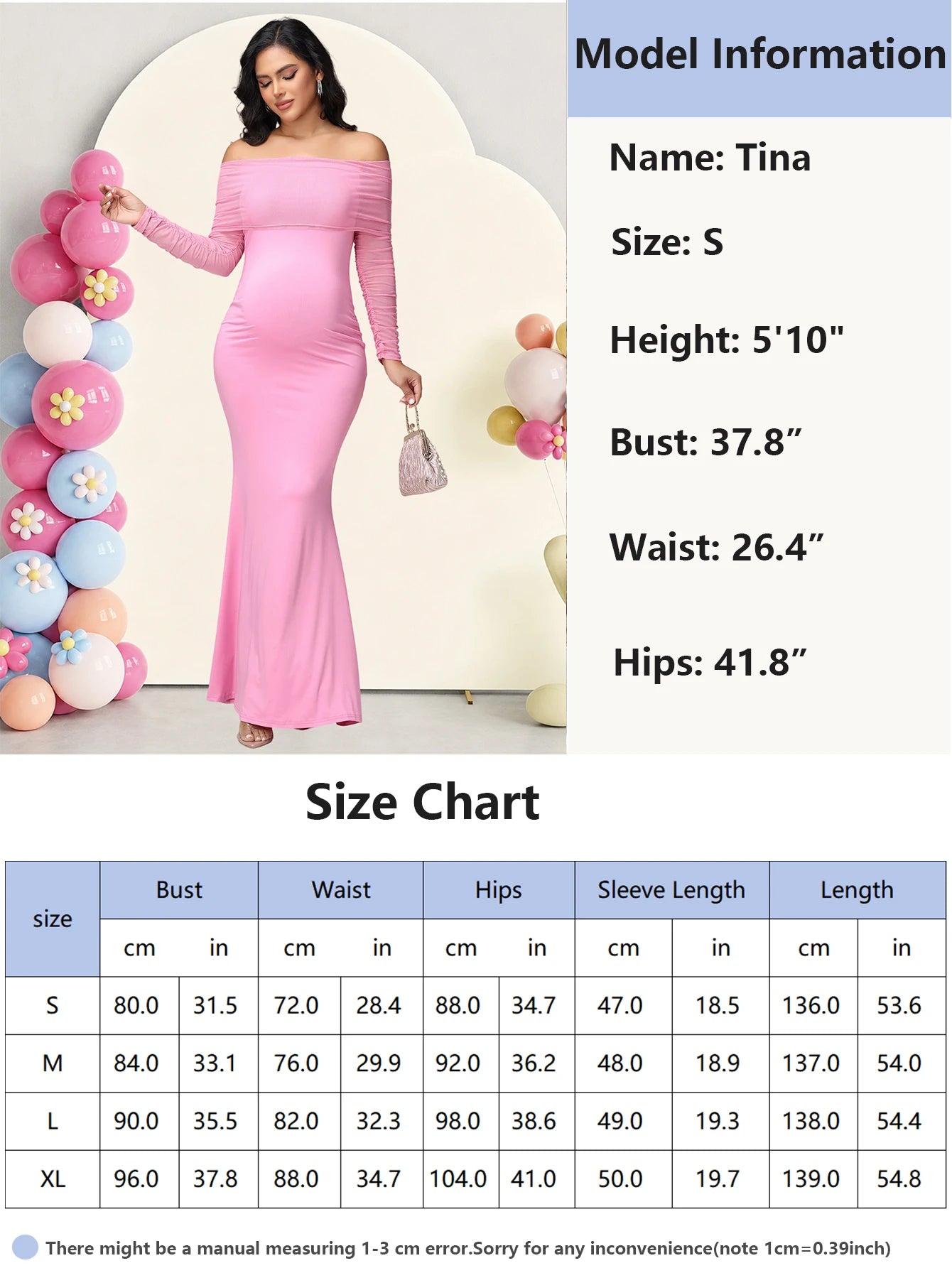 Maternity Mesh Off Shoulder Long Sleeve Baby Shower Dress Bodycon Mermaid Hem Party Evening Gown for Photoshoot
