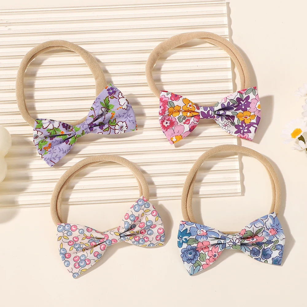 6Pcs random color printing flower hair band for baby girls elastic headband lovely 0-3Y infant headdress