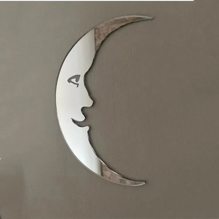 Vintage Acrylic Gold Crescent Moon Wall Art Mirror For Living Room Decor With Gold And Silver Finish
