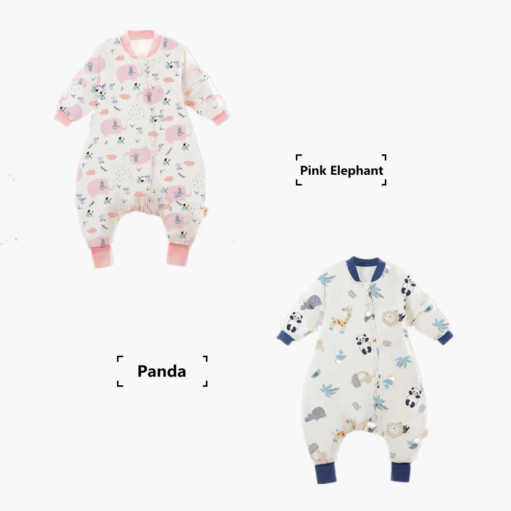 Baby Cartoon Split-legged Sleepsacks With Detachable Sleeves For Boys Girls Children's Sleeping Bag Autumn And Winter Thickened