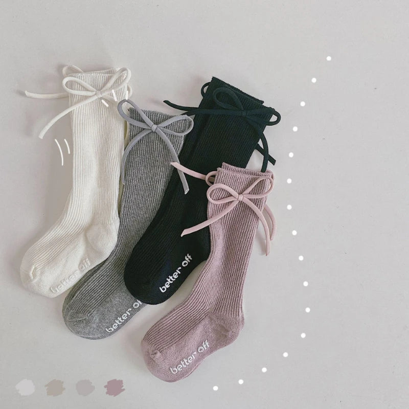 Spring And Autumn New Korean Version Of The Cute Bow Cotton Breathable Children's Non-slip Mid-calf Socks Girls Princess Socks