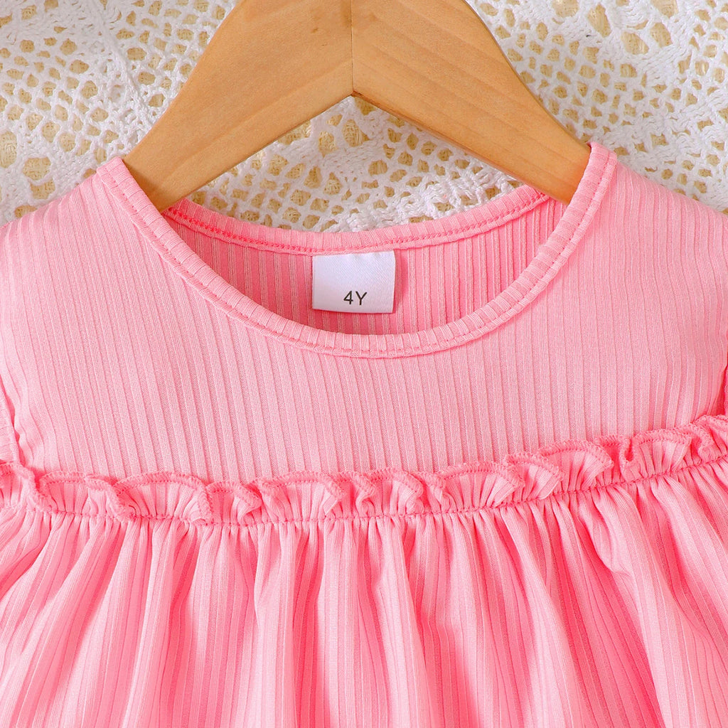 Children's girls'Set Ruffled off Shoulder Top+Irregular Skirt Two-piece set for 4-7 year old girls' Summer Party Fashion Set