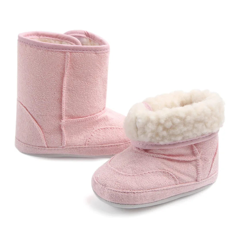 Baby Girl Boy Snow Booties Winter Solid Six Colors Warm Plush Soft Sole Non-slip High Quality Toddler Shoes First Walkers MJ0407