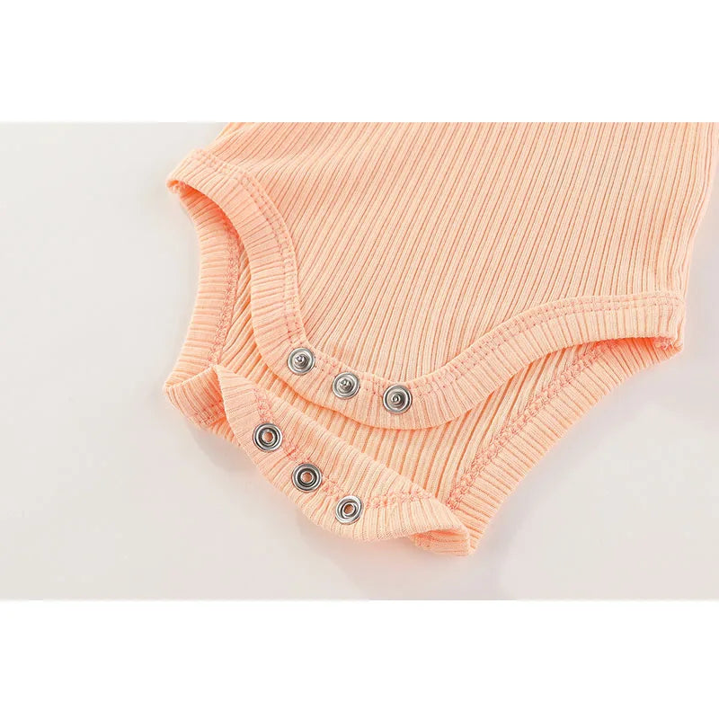 5 Pieces Baby Girl Bodysuits 100%Cotton Short Sleeves Onesies Summer Infant Clothes