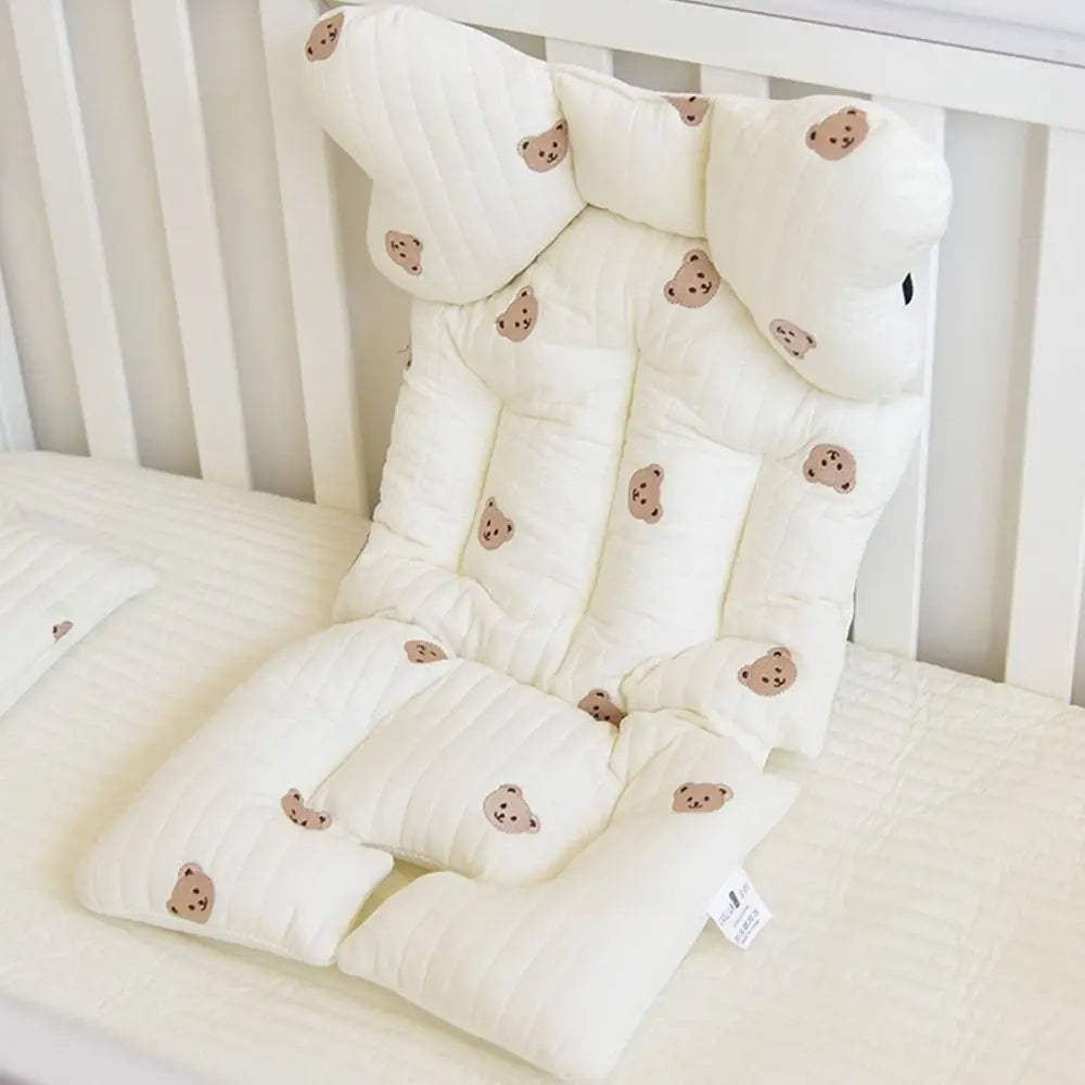 Universal Comfort Soft Stroller Seat Cushion Cute Bear Embroidery Baby Pram Cushion Skin-friendly Infant Seat Liner Pad Toddler