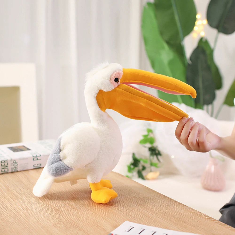 New Cartoon Pelican Plush Toys Realistic White Pelican Stuffed Bird Animal Soft Dolls Promotional Cheap Christmas Birthday Gifts