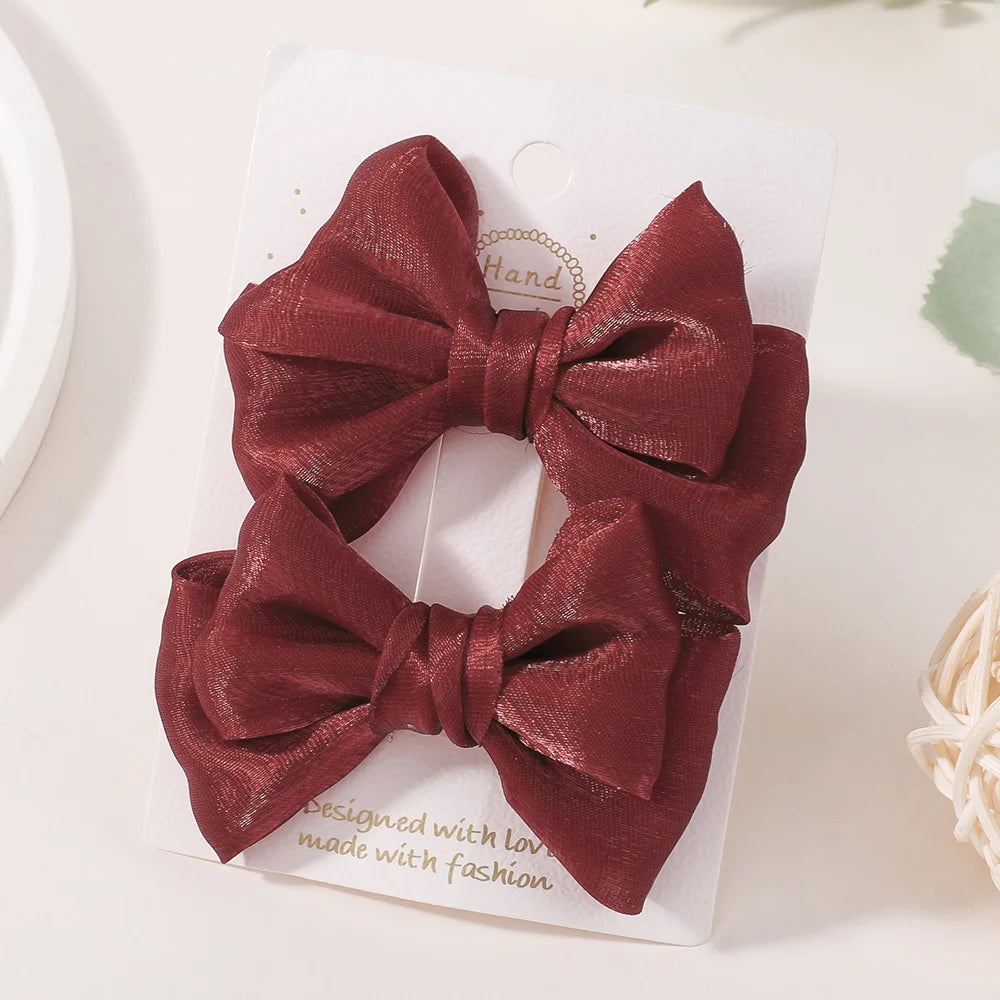 Princess Chiffon Bow Ponytail Hair Clips For Girls 2 Pieces Model PCHB01 For Everyday Use Hair Accessories