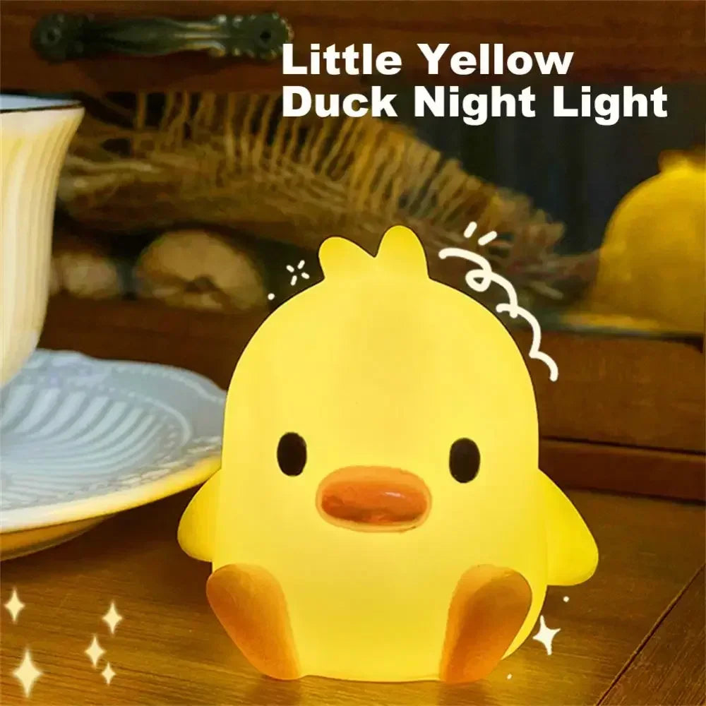 Cartoon Little Yellow Duck Night Light Built-in Battery Night Light No Harm Eyes Children Sleeping Lamp Bedroom Decor Light