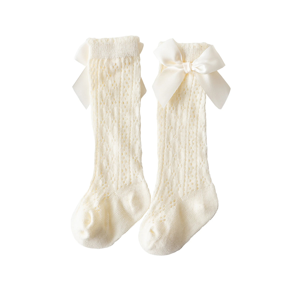 Baby Girls Knee High Socks Breathable Cutout Mesh Cute Bows Dress Socks Newborn Stockings for Clothing Accessories