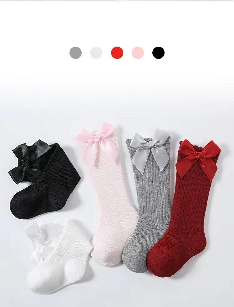 Red Bow Tie Knee High Tube Socks Girls