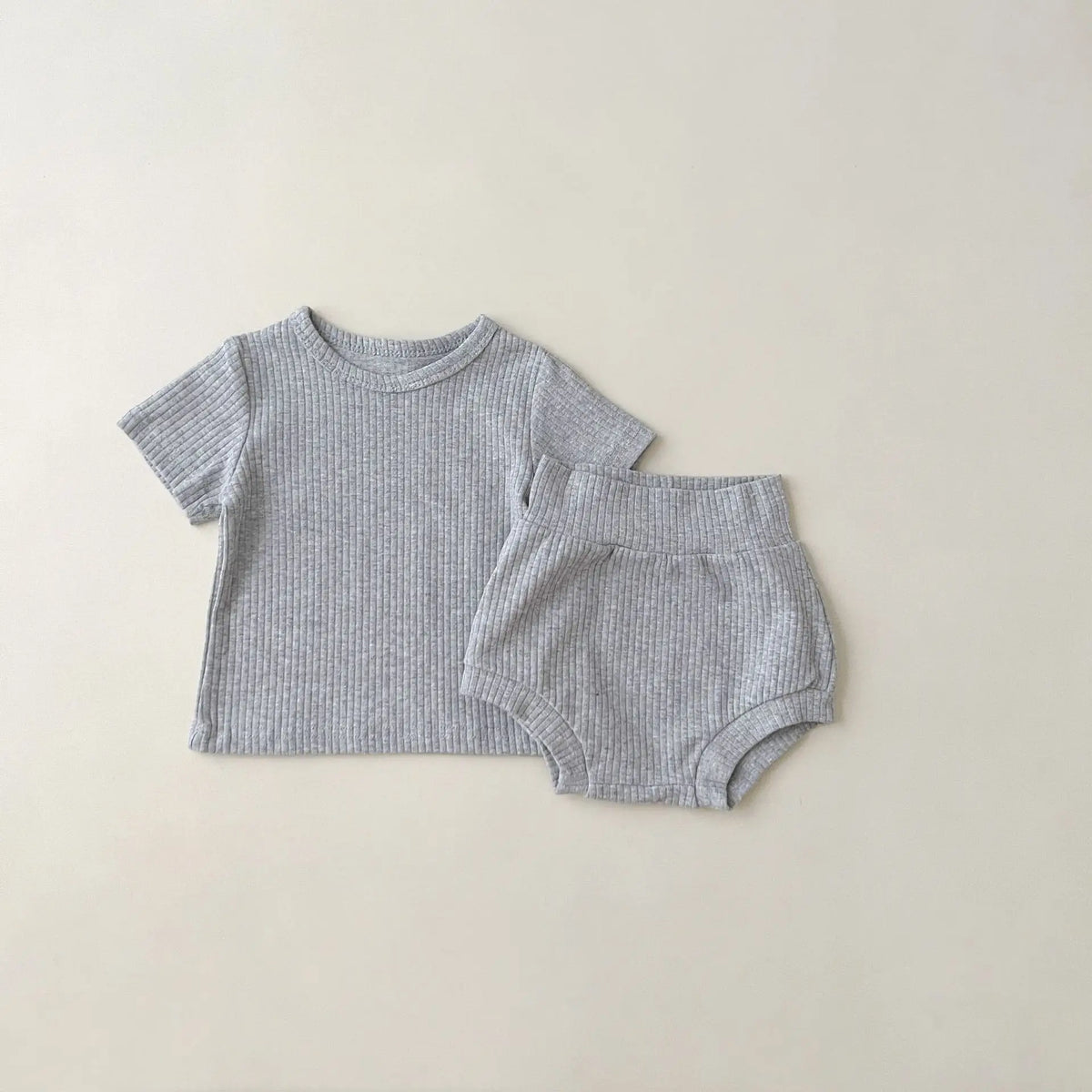 2psc Summer Baby for Boys and Girls Casual Short Elasticity Sleeve Top + Shorts Solid Color Kids One-Piece Fashion Baby Clothing