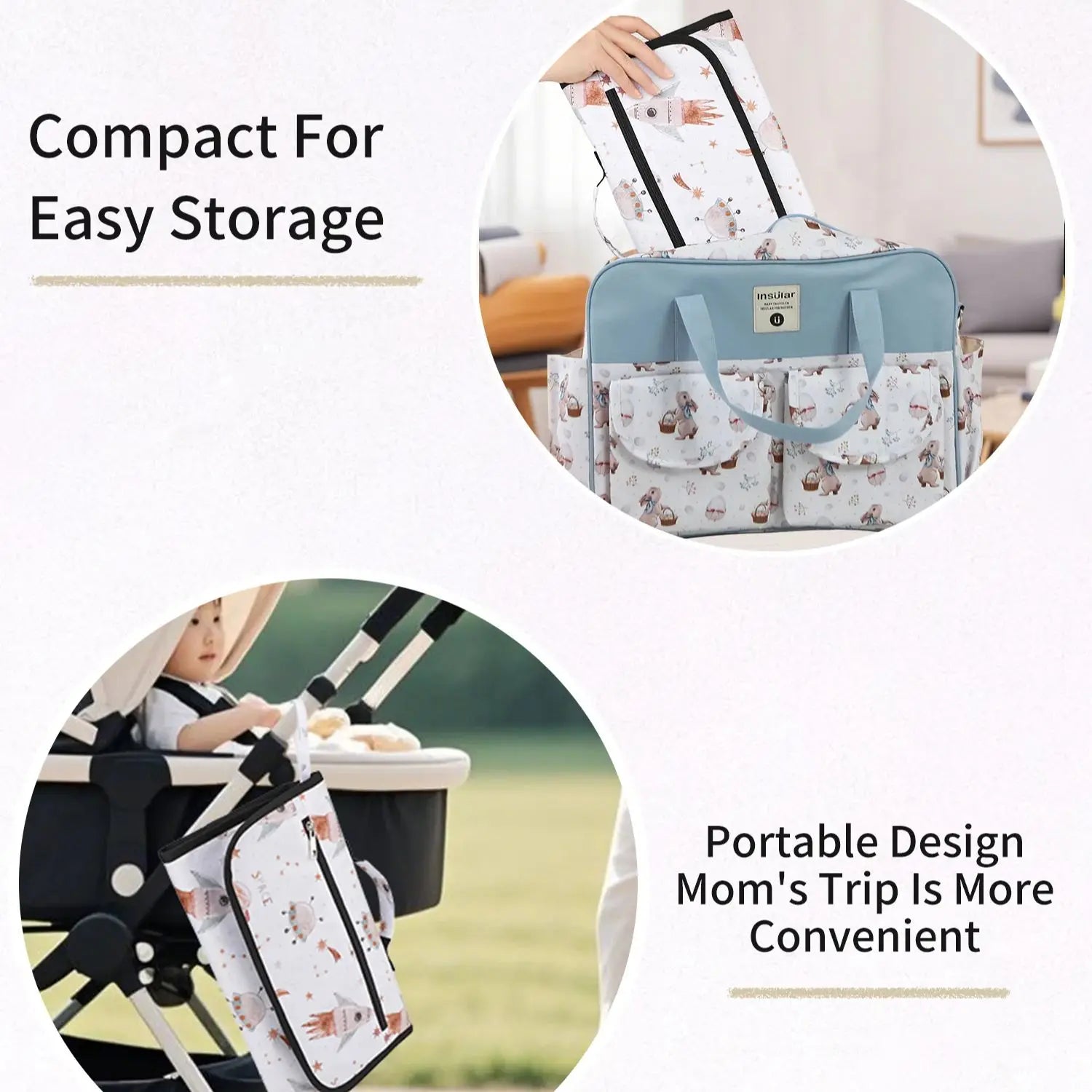 INSULAR Convenient Mattress 3-Layer Waterproof Diaper Changing Pad Foldable Storage Pack Washable Nappy Cushion Multi-functional