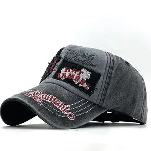 Summer New Pure Cotton Distressed Washed Baseball Cap66Highway Embroidered Duckbill Cap European and American Style Sunshade Hat