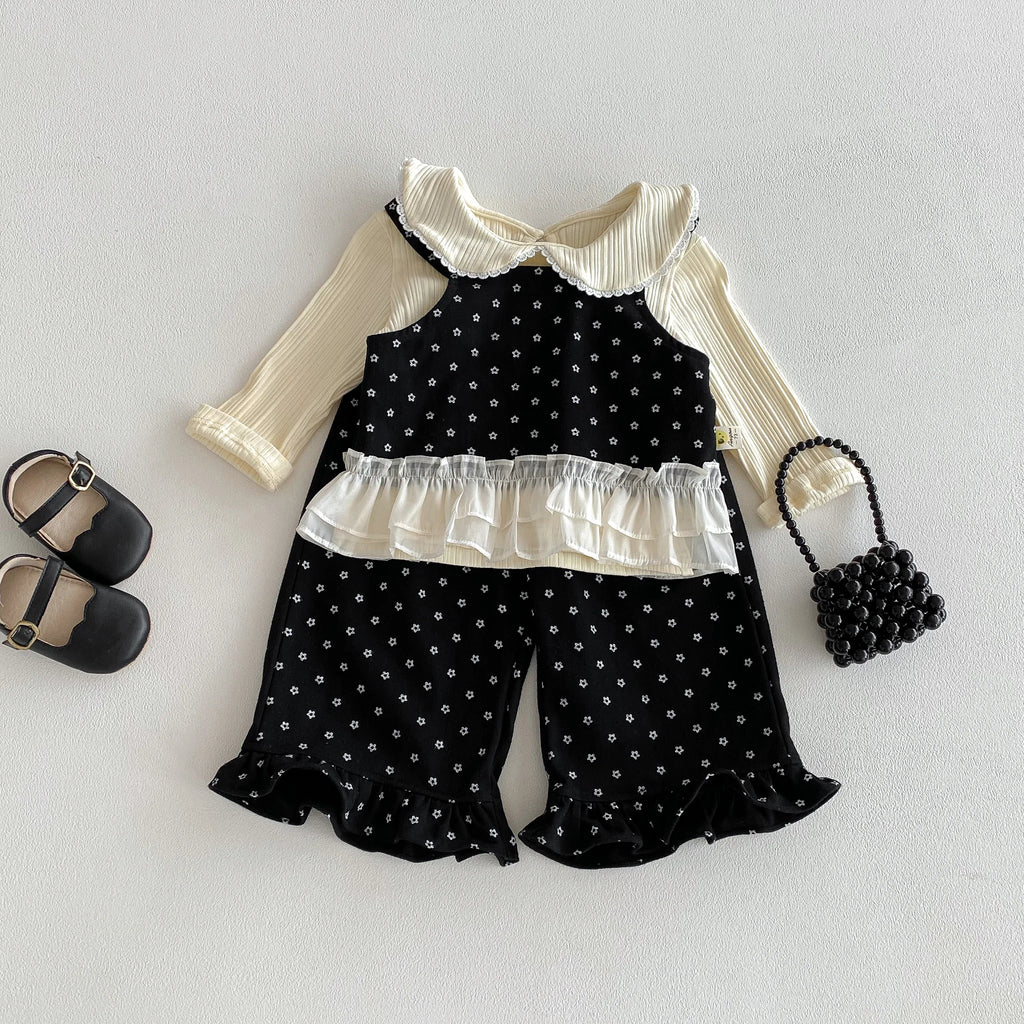 2026 New Model Korean-Style Baby Girl Spring-Autumn Set - Chic Lace Blouse and Long Pants Two-Piece Set