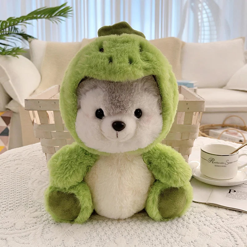New Creative Cute Husky Dog Plush Toy Stuffed Kawaii Puppy Dog Transform to Pig Koala Dinosaur Fox Cartoon Soft Animal Doll