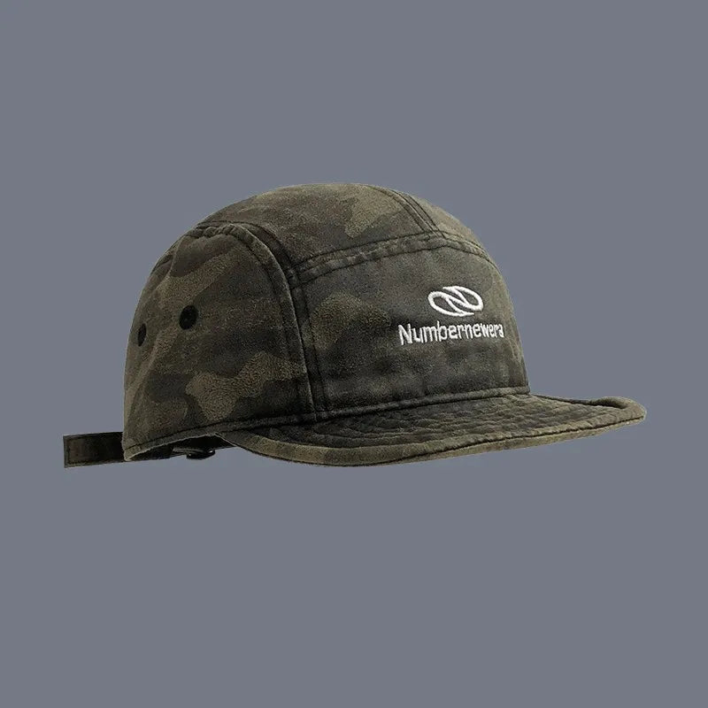 American Retro Washed Camouflage Tactical Short Brim Baseball Cap For Women Summer Workwear