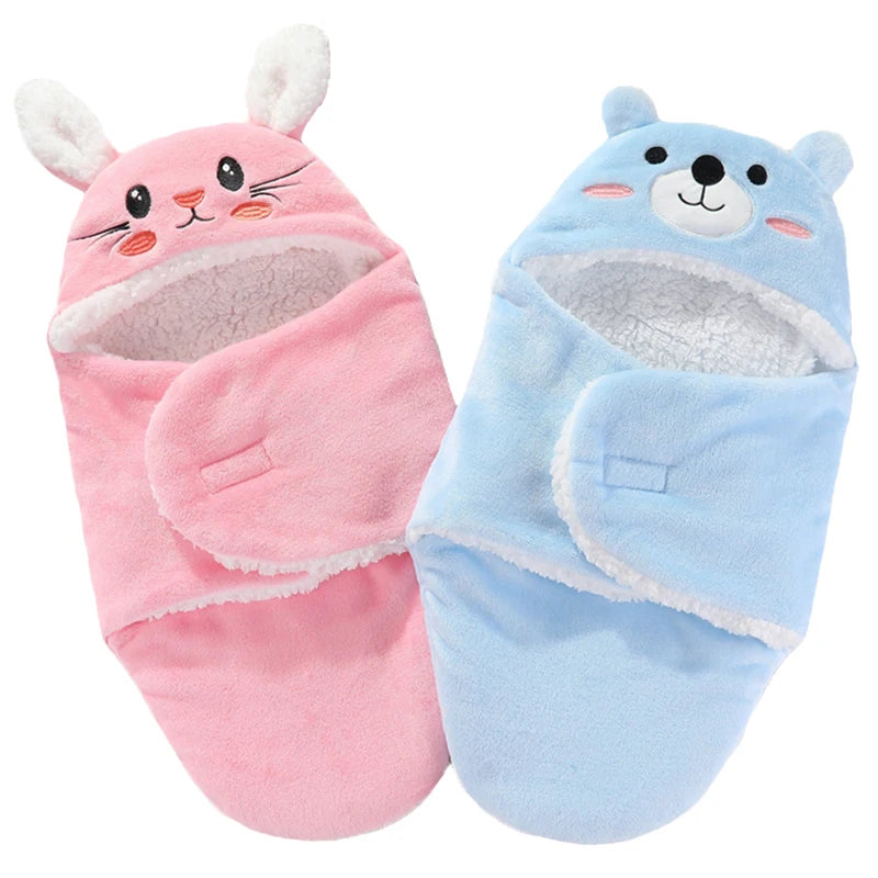 Baby Sleeping Bags Autumn and Winter Soft Newborn Baby Wrap Blankets Cartoon Cocoon for babies Flannel Warm Baby Sleepsack 0-9M