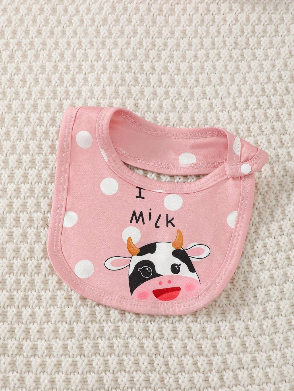 New baby Girl Long sleeved Bodysuit Cute Little Cow Circular dots Jumpsuit+Hat+Drool towel 3pc/set 0-18Months Baby Crawling suit