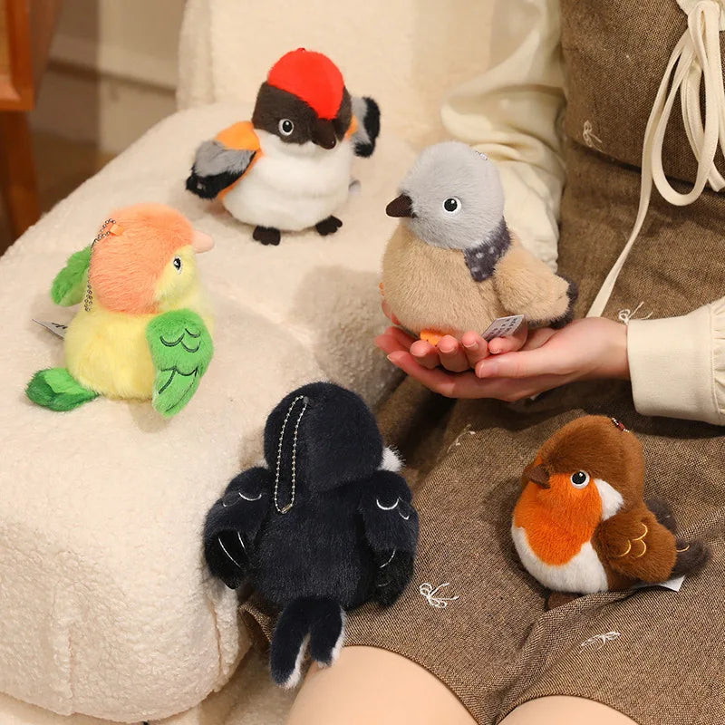 Hot 1pc 14cm Kawaii Birds Plush Pendant Toys Keychain Simulation Parrot Bird Nest Plush Keyring Anime Cute Gifts For Girls Kids