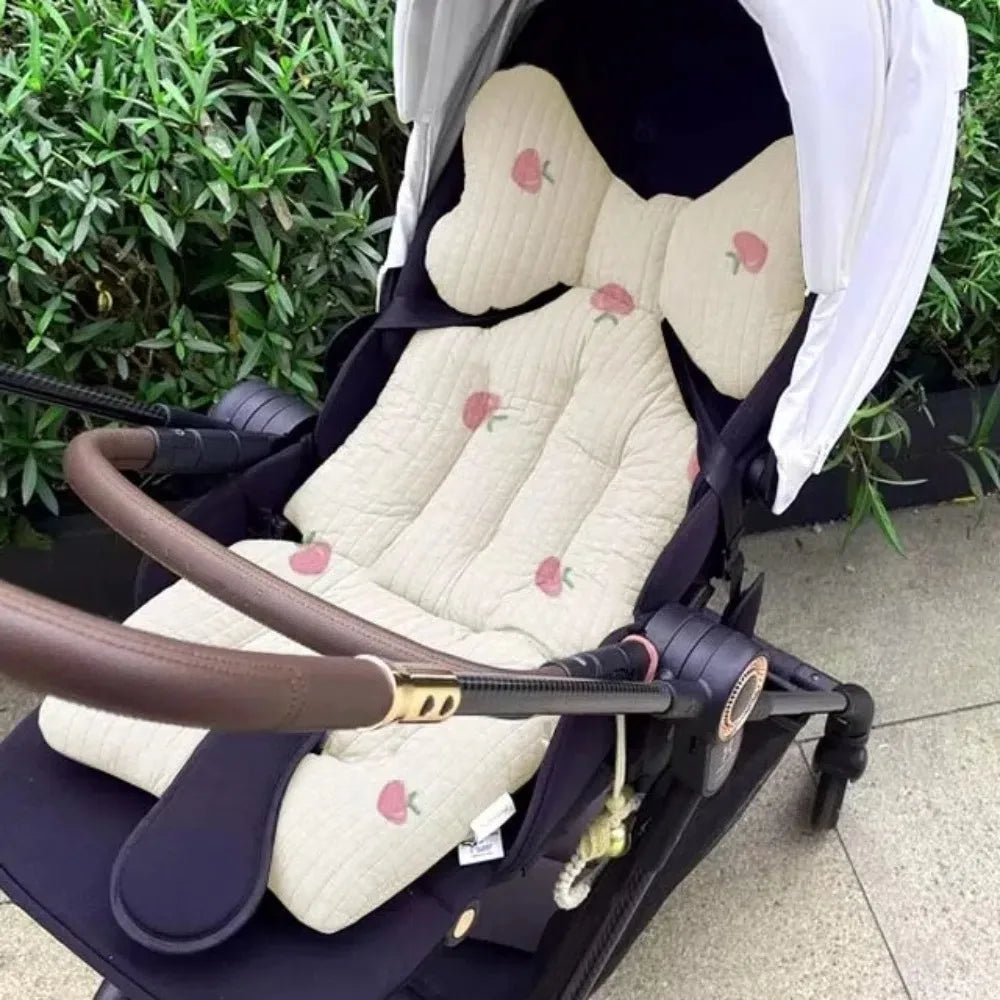 Universal Comfort Soft Stroller Seat Cushion Cute Bear Embroidery Baby Pram Cushion Skin-friendly Infant Seat Liner Pad Toddler