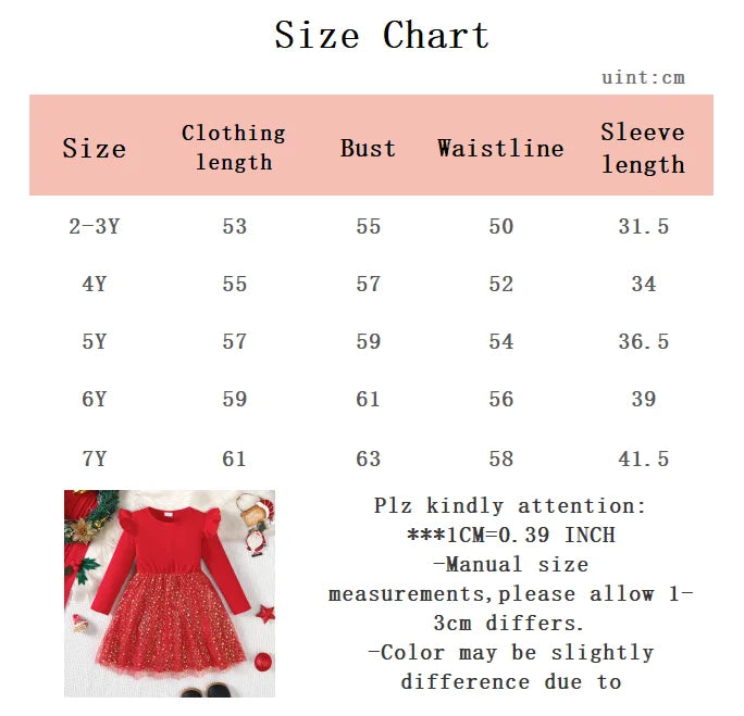 Children Girls' Dresses Round Neck Flying sleeves Five Pointed Star Chiffon Fashion Dresses 4-7 Year old girls' New Year Dresses