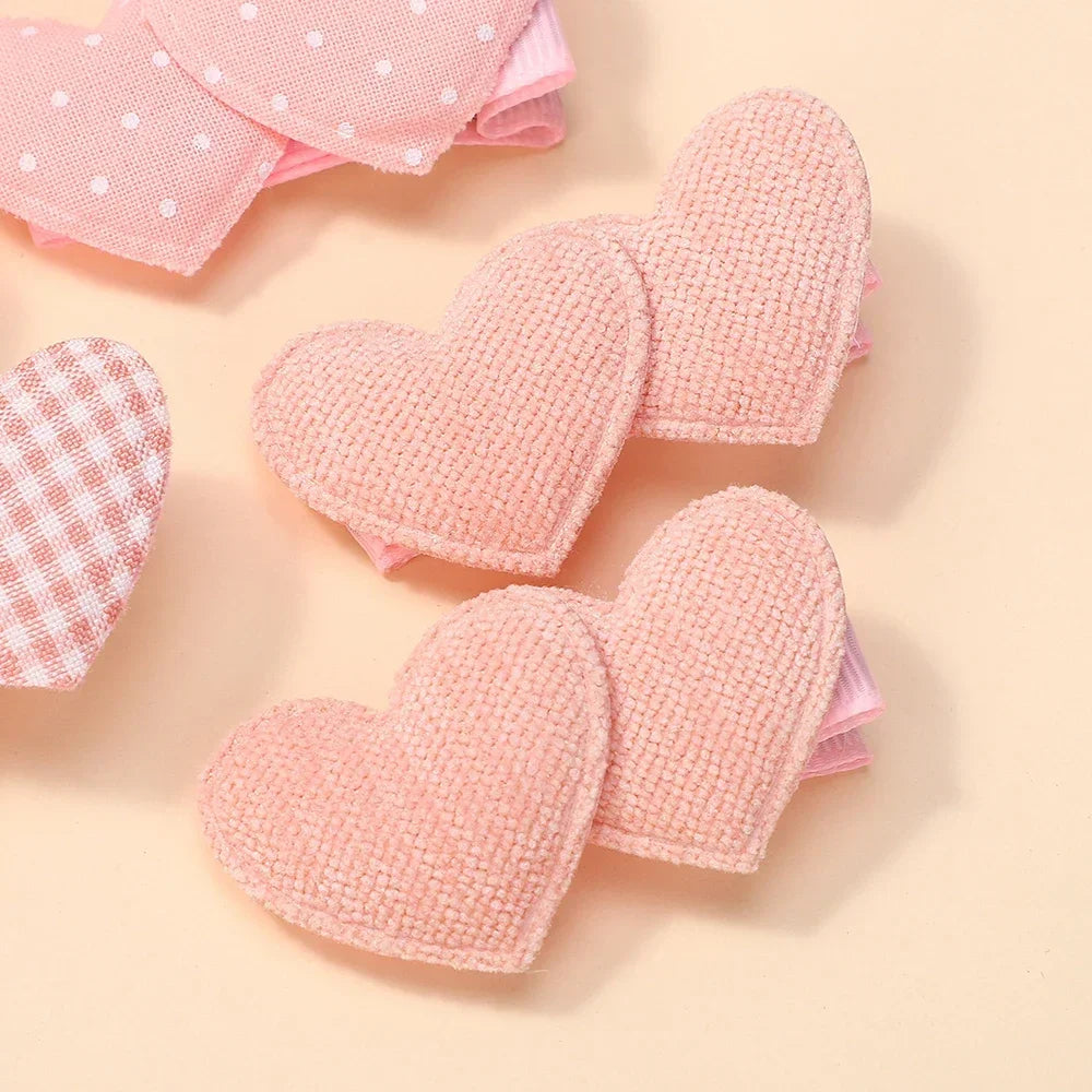 6Pcs Heart Designs Sweet Hair Clips Cute Headwear Mini Clips Kids Girls Outdoor Wear Lovely Hair Accessories Gifts