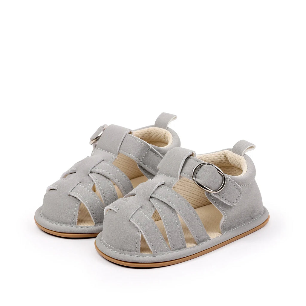 Cross Strap Hook and Loop Baby Walking Sandals Summer Lightweight Breathable Rubber Sole Newborn Casual Footwear For 0-18 Months