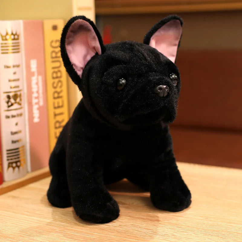 Hot 28cm Bulldog Plush Toy Realistic Stuffed Animals Black Grey Bulldog Plush Lifelike Pet Dog Soft Doll Gift