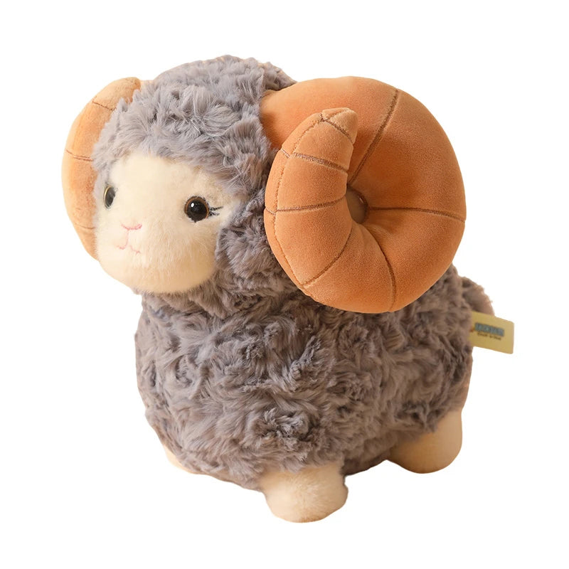New Gentle Lovely Sheep Plush Toys Soft Fluffy Big Horns Sheep Doll Warm Cozy Hugging Appease Animal Doll Birthday Gift To Girls