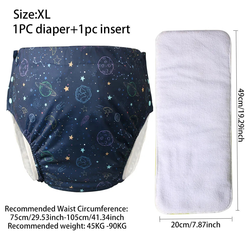 Ice Silk Adult Cloth Diaper Pants Waterproof Reusable Diapers Nappy Pads Anti Leak Breathable